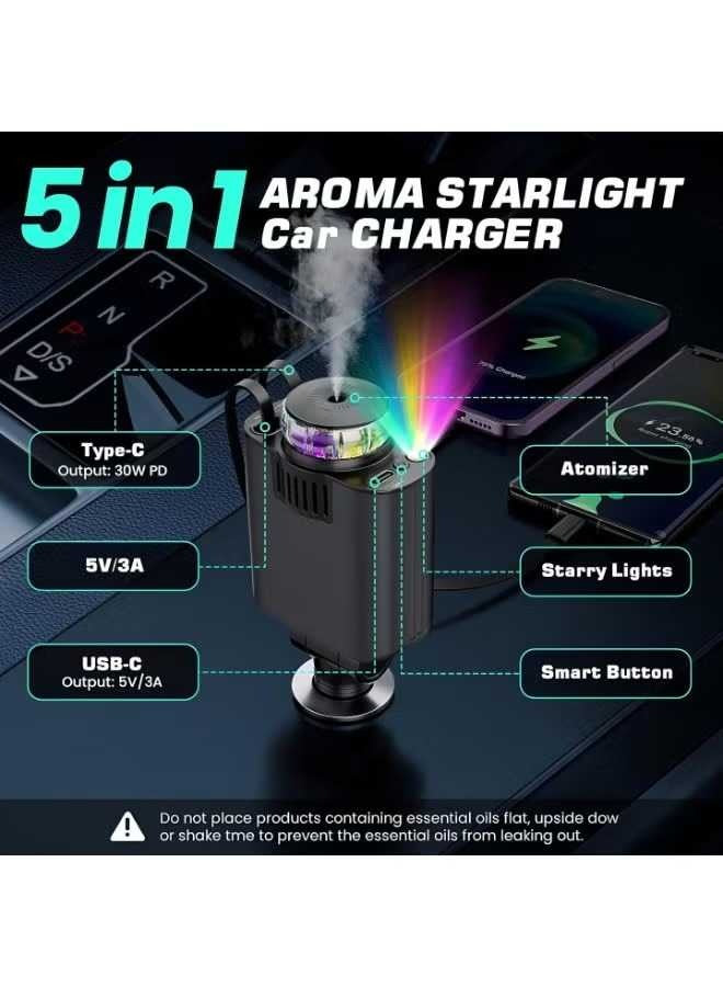 5-in-1 Car Charger with Starlight LED | 45W Fast Charging