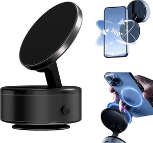 Magnetic Suction Car Phone Mount with 360 Degree Rotation and Vacuum Base