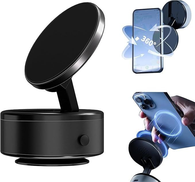 Magnetic Suction Car Phone Mount with 360 Degree Rotation and Vacuum Base
